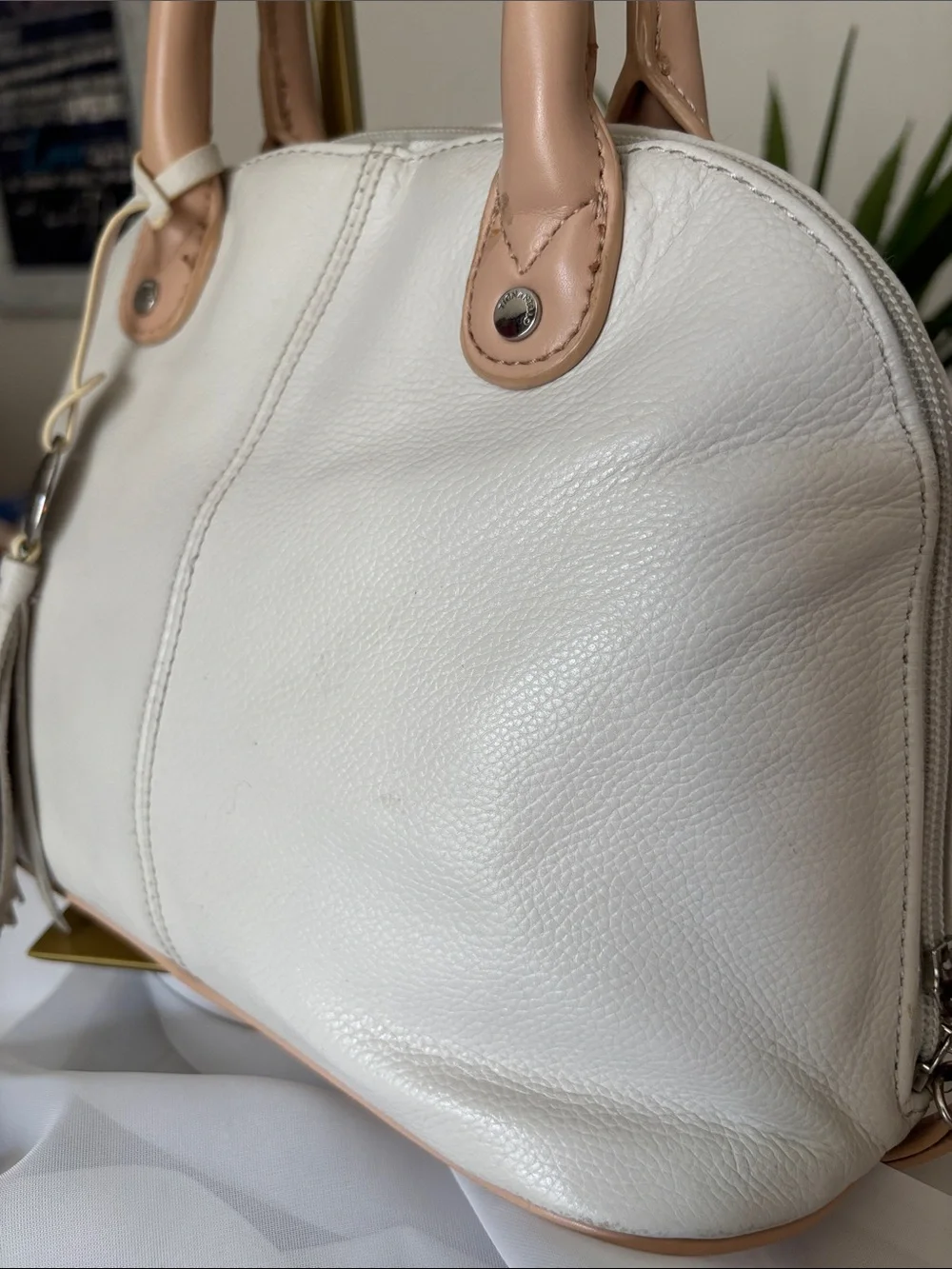 Tignanello White (Cream) Leather Satchel